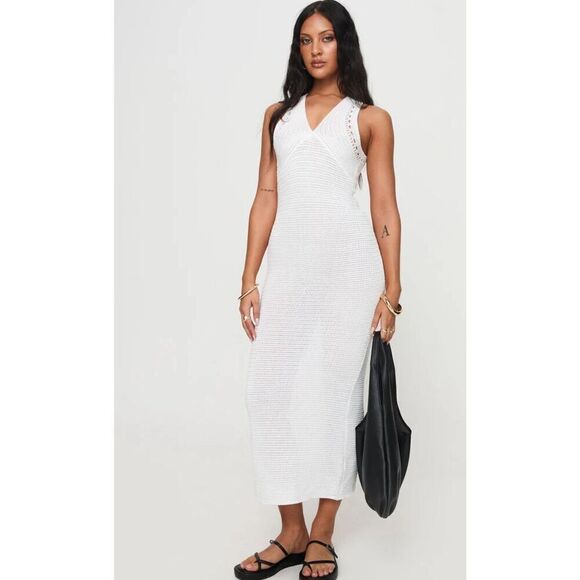 Princess Polly NYMAN MAXI DRESS WHITE Crocheted XS/Small Nwot - Picture 8 of 8